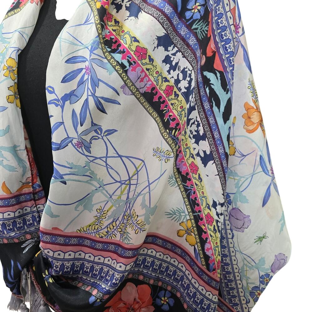 Johnny Was Floral Bohemian Luxury 100% Silk Scarf - Picture 3 of 5